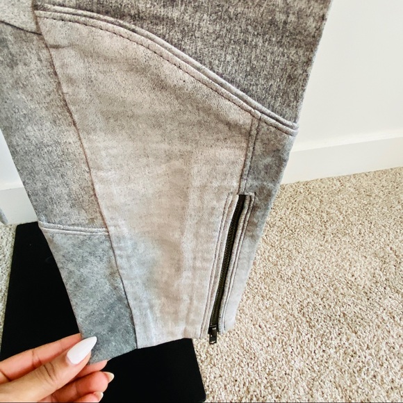 Shades of Gray Abstract Style Genuine Leather Biker Pants with Stretch Size 4 - Picture 9 of 12